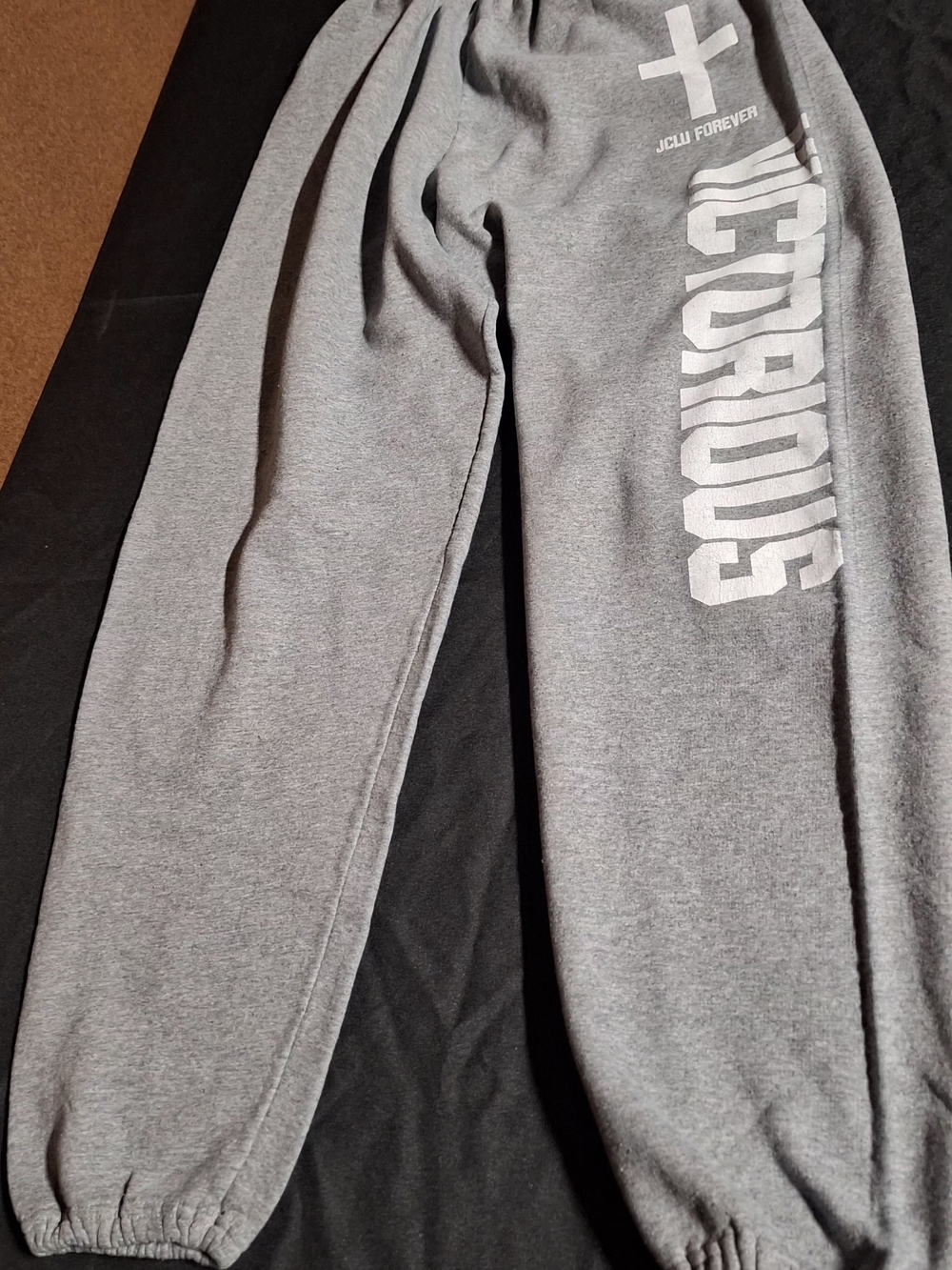 Gray 'Victorious' Graphic Jogger Sweatpants